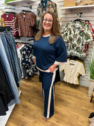 Midnight Blue Luxeknit Colorblock Wide Leg Pants Set - A'Bekah's Boutique