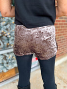 Mocha Crushed Velvet Wrap Skort - A'Bekah's Boutique