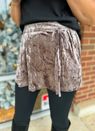 Mocha Crushed Velvet Wrap Skort - A'Bekah's Boutique