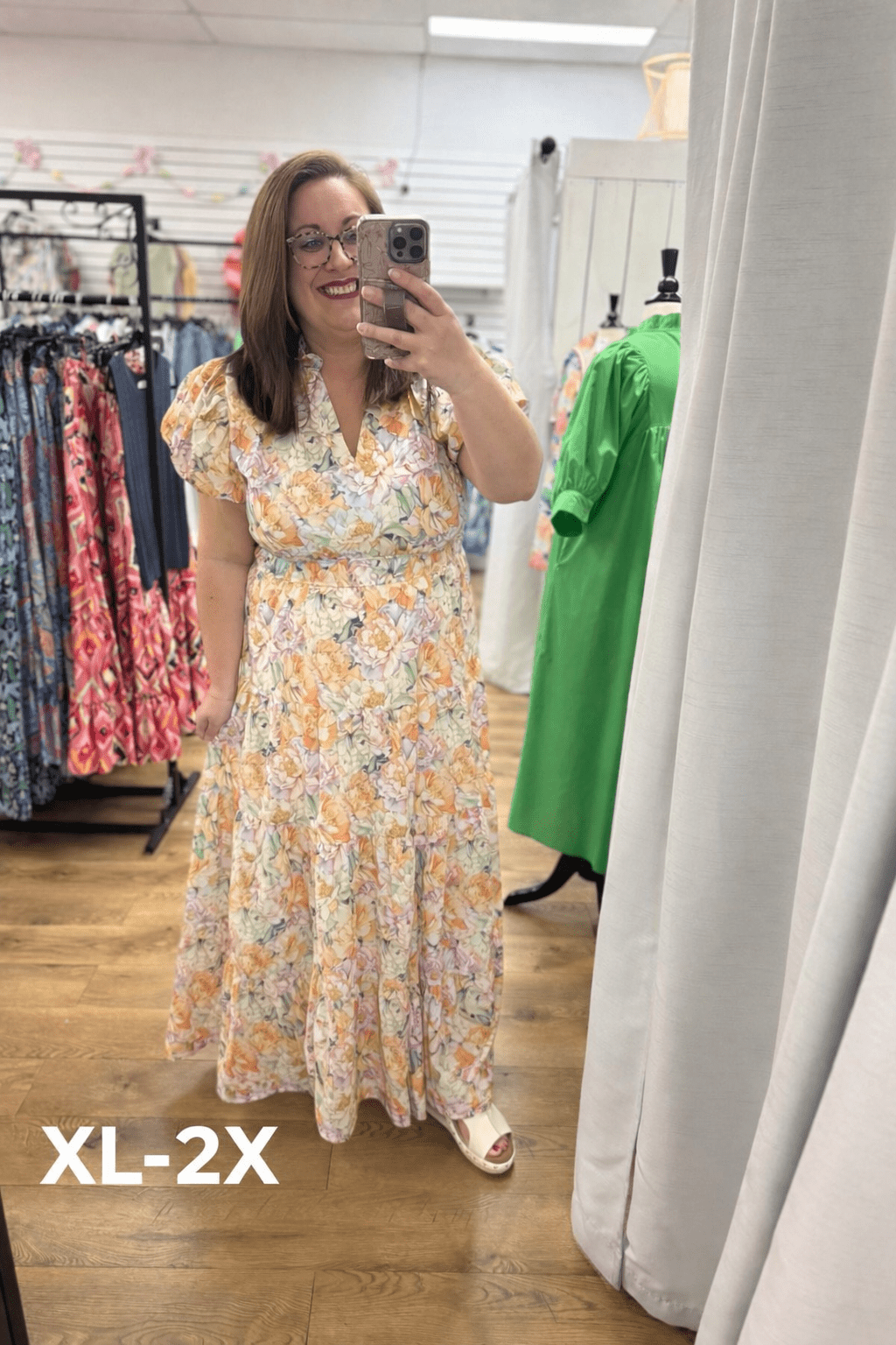Multi Floral Maxi Dress with Short Puff Sleeves - A'Bekah's Boutique