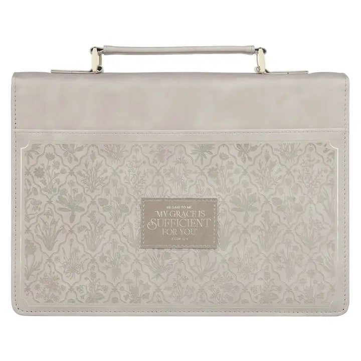 My Grace Is Sufficient 2 Cor. 12:9 Taupe Bible Cover - A'Bekah's Boutique