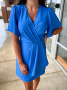 My Own Way Diva Blue Ruffled Wrap Dress - A'Bekah's Boutique