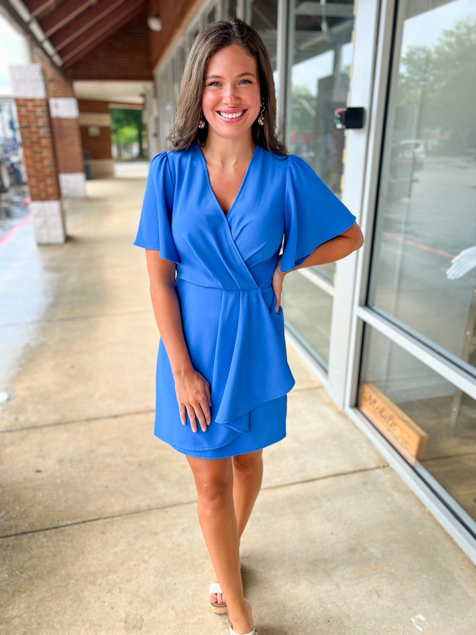 My Own Way Diva Blue Ruffled Wrap Dress - A'Bekah's Boutique