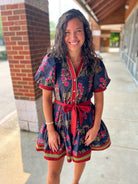 My Turn Black Floral Dress with Contrast Banding - A'Bekah's Boutique