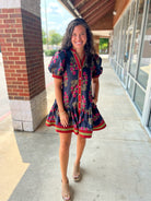 My Turn Black Floral Dress with Contrast Banding - A'Bekah's Boutique