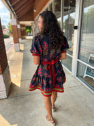 My Turn Black Floral Dress with Contrast Banding - A'Bekah's Boutique