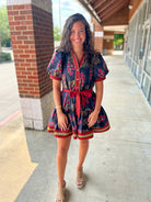 My Turn Black Floral Dress with Contrast Banding - A'Bekah's Boutique