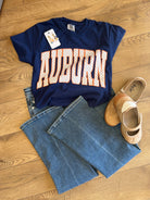 Navy Blue Auburn Graphic Short Sleeve T-Shirt - A'Bekah's Boutique