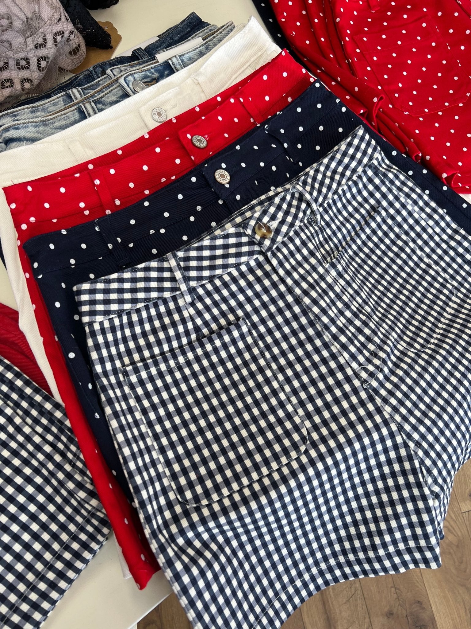 Navy Gingham Shorts with Pockets - A'Bekah's Boutique