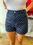 Navy Polka Dot Shorts with Pockets - A'Bekah's Boutique