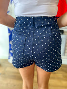 Navy Polka Dot Shorts with Pockets - A'Bekah's Boutique