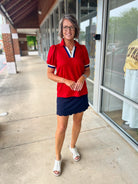 Navy Pull On Skort with Scalloped Hem - A'Bekah's Boutique
