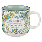 New Mercies Lam. 3:22 - 23 Blue and Green Floral Mug - A'Bekah's Boutique