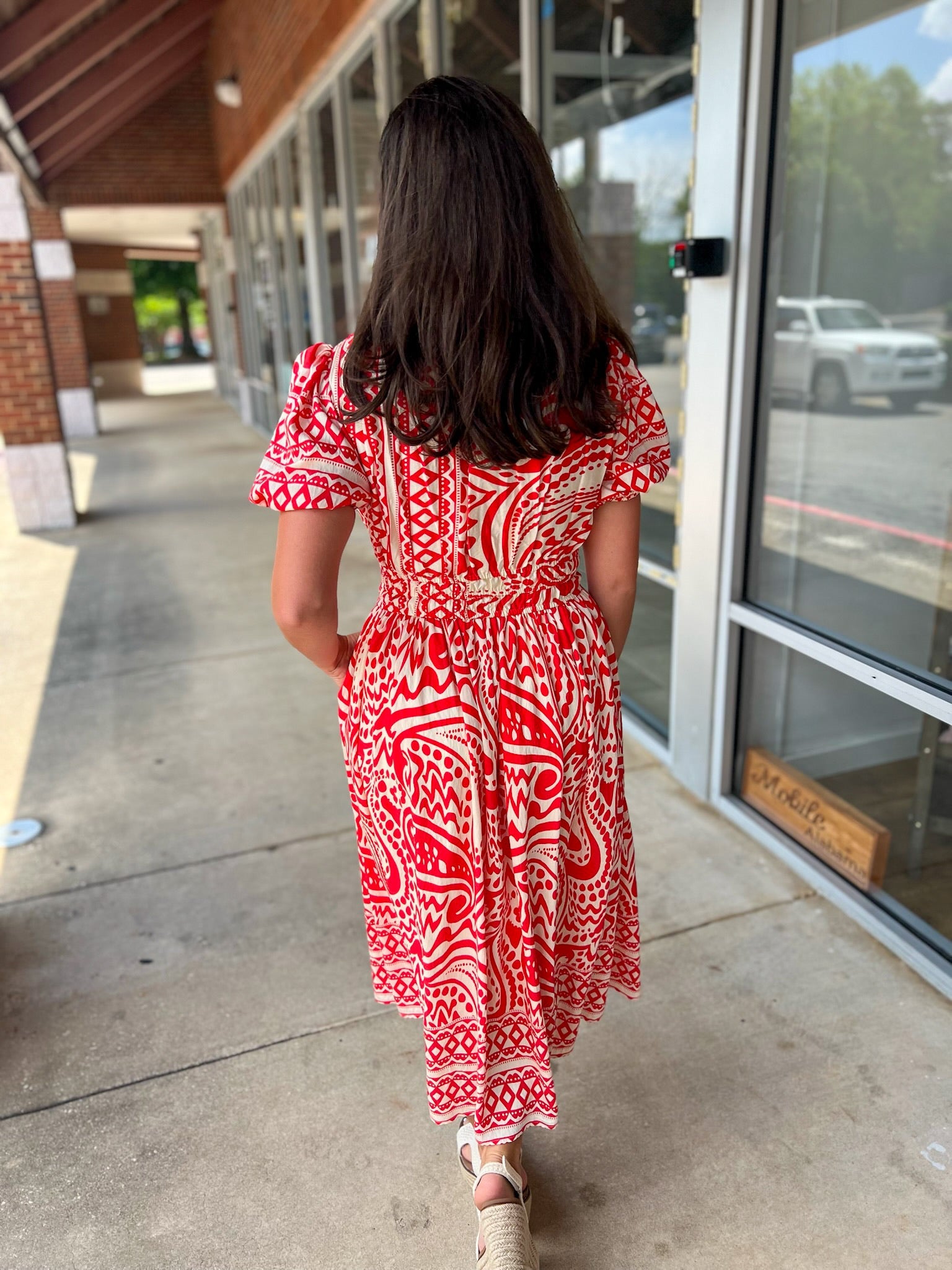 No Holding Back Red Abstract Print Midi Dress - A'Bekah's Boutique