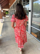 No Holding Back Red Abstract Print Midi Dress - A'Bekah's Boutique