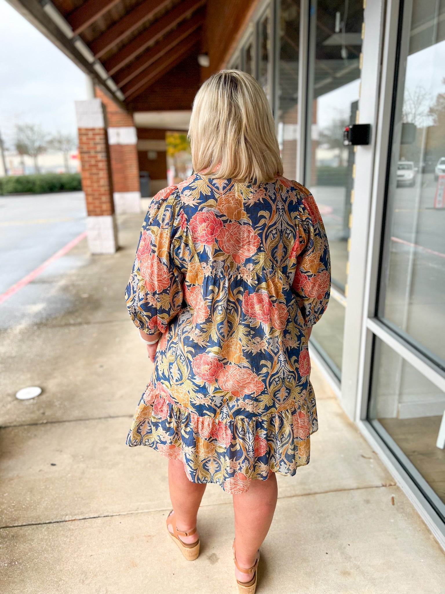 No Mistake Blue Floral V - Neck Babydoll Dress (C) - A'Bekah's Boutique