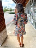 No Mistake Blue Floral V - Neck Babydoll Dress (R) - A'Bekah's Boutique