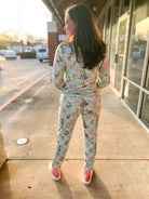 Nutcracker Mint and Pink Long Sleeve Christmas Jogger Curvy Pajamas (C) - A'Bekah's Boutique