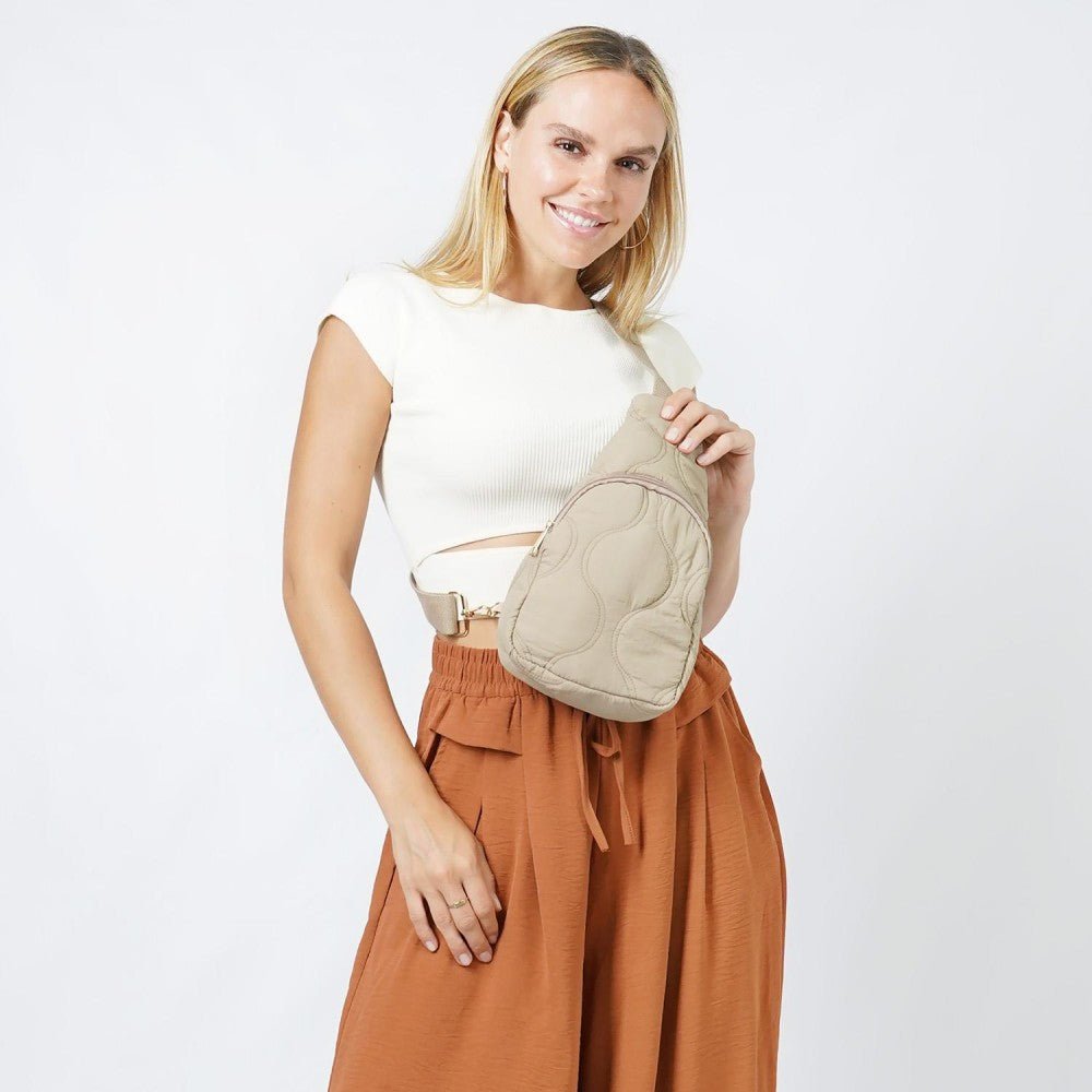 Nylon Crossbody Sling Bag with Canvas Strap - A'Bekah's Boutique