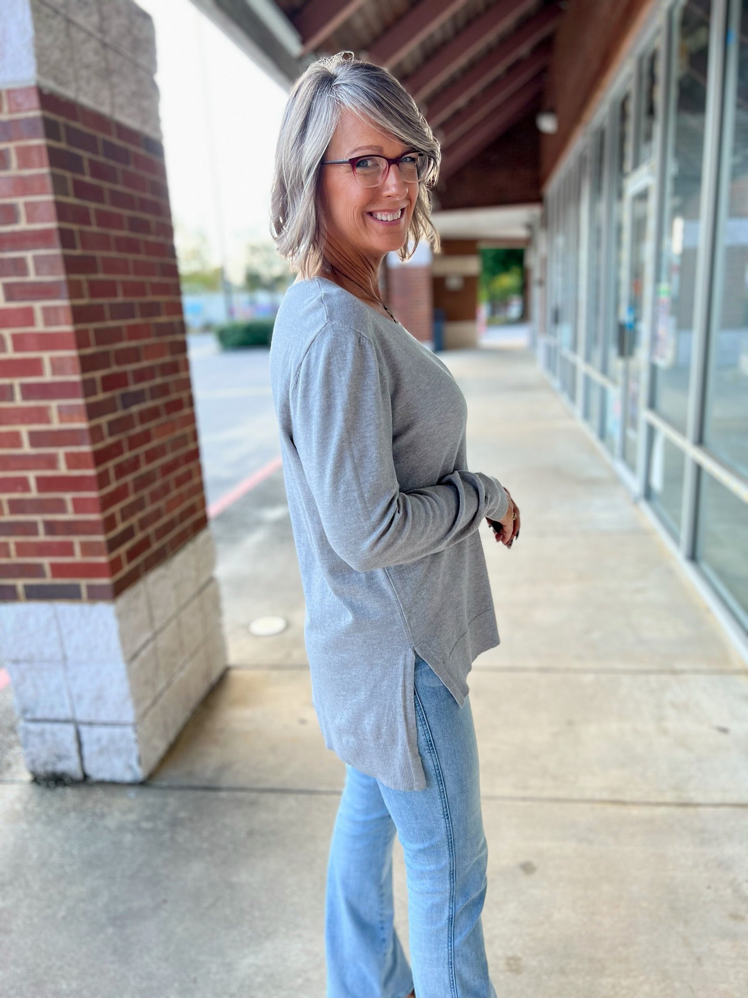 Off The Record Heather Gray Boat Neck High Low Sweater - A'Bekah's Boutique