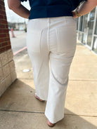 Off White High Waisted Wide Leg Pants with Pintuck Detail - A'Bekah's Boutique