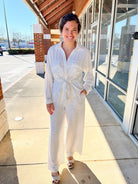 Off White Jacquard High Waisted Wide Leg Pants - A'Bekah's Boutique
