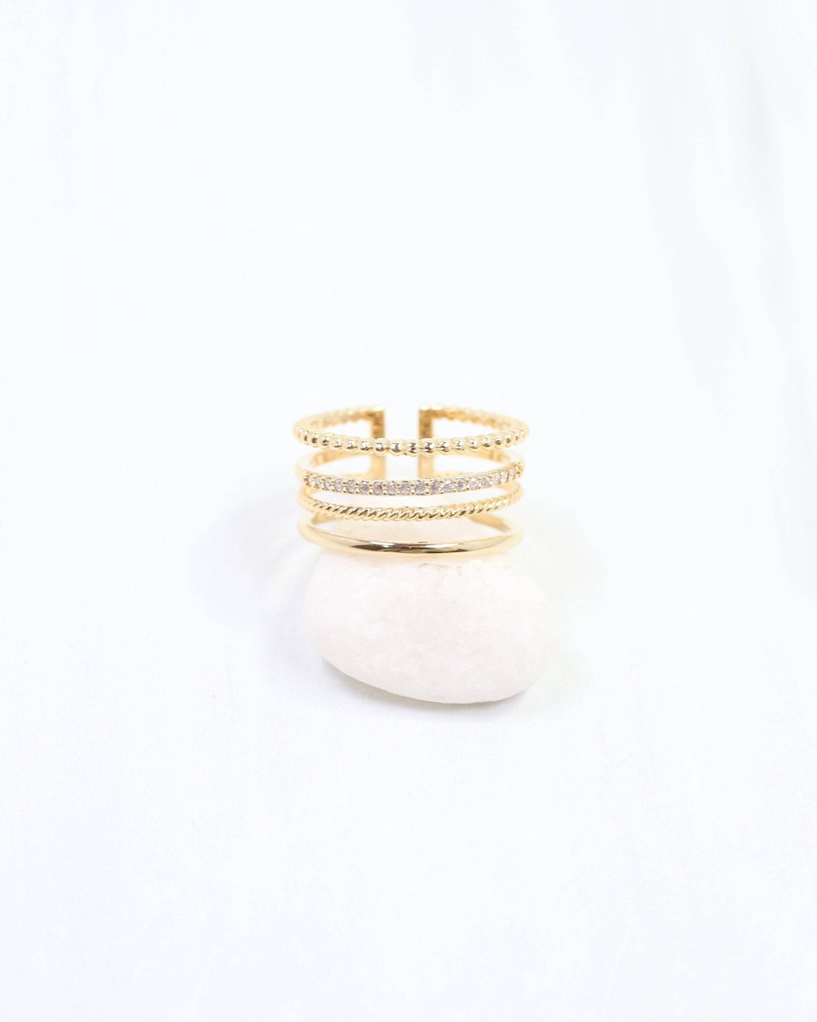 Olivia Four Row Adjustable Ring WR Gold - A'Bekah's Boutique