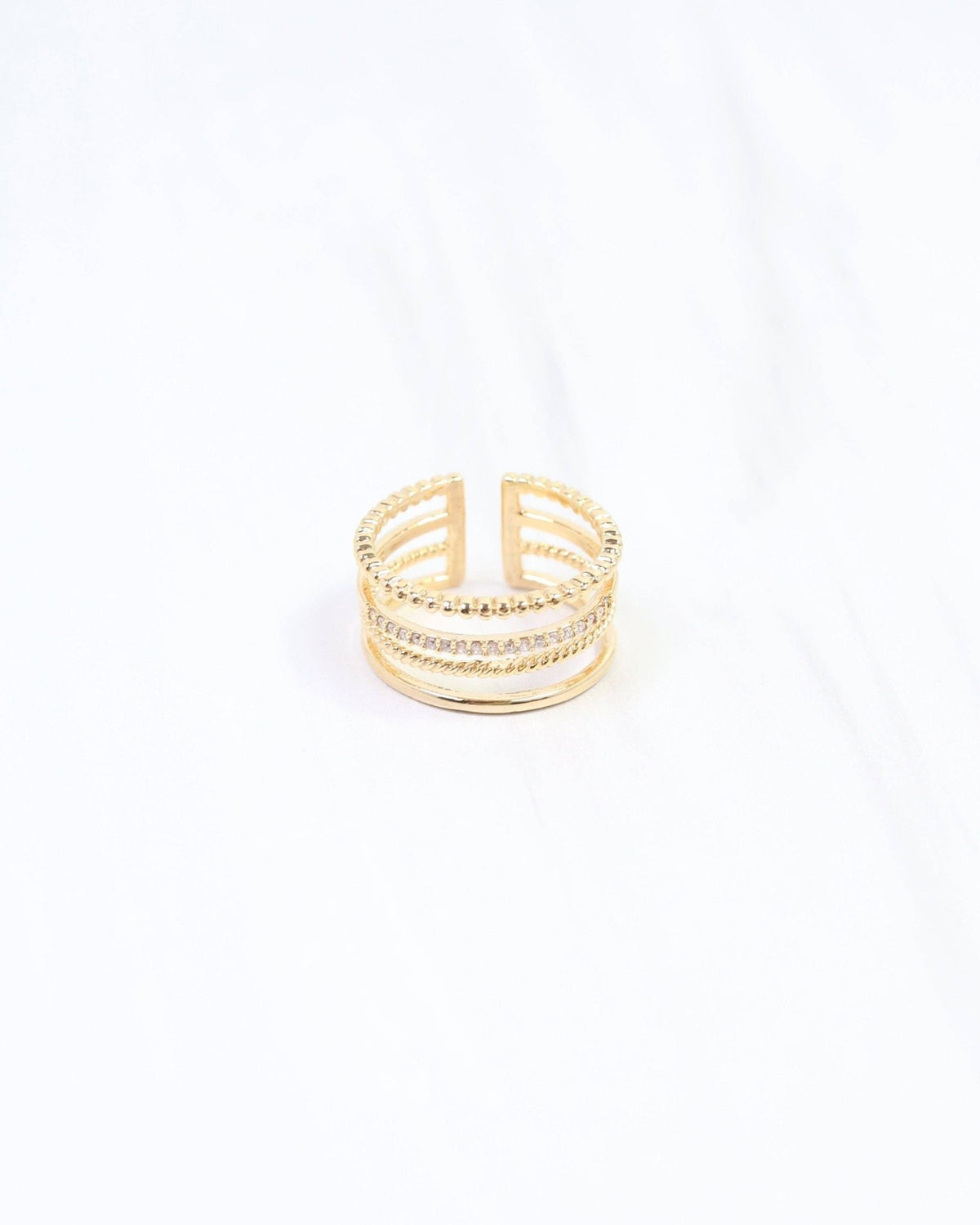 Olivia Four Row Adjustable Ring WR Gold - A'Bekah's Boutique
