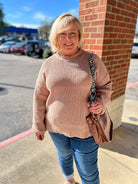 On The Lookout Taupe Oversized Knit Long Sleeve Sweater (C) - A'Bekah's Boutique