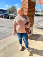 On The Lookout Taupe Oversized Knit Long Sleeve Sweater (C) - A'Bekah's Boutique