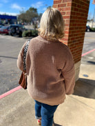 On The Lookout Taupe Oversized Knit Long Sleeve Sweater (C) - A'Bekah's Boutique
