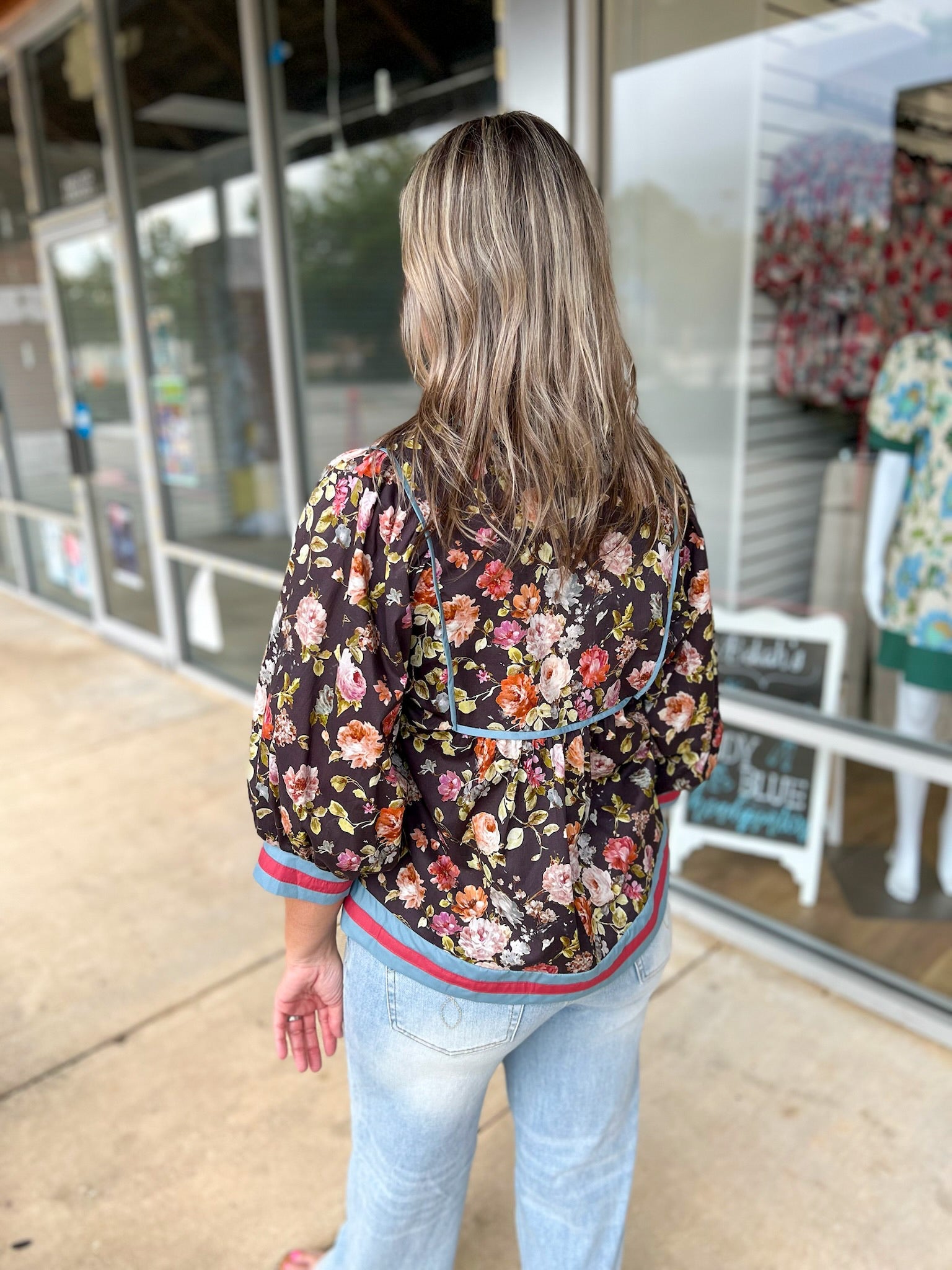 Only You Chocolate Floral 3/4 Length Sleeve Top - A'Bekah's Boutique