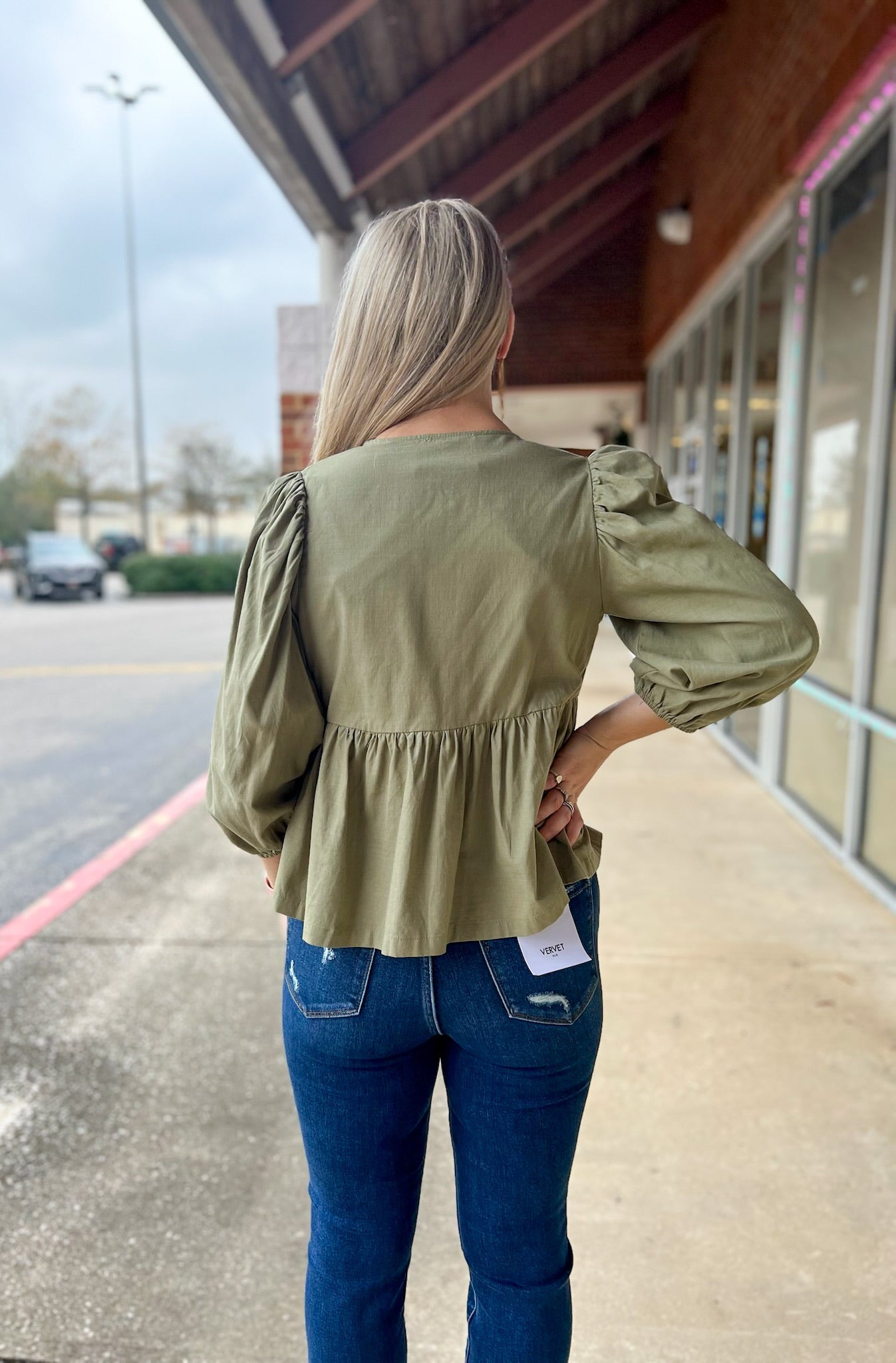 Open Your Mind Light Olive 3/4 Length Sleeve Top with Front Bow Details - A'Bekah's Boutique