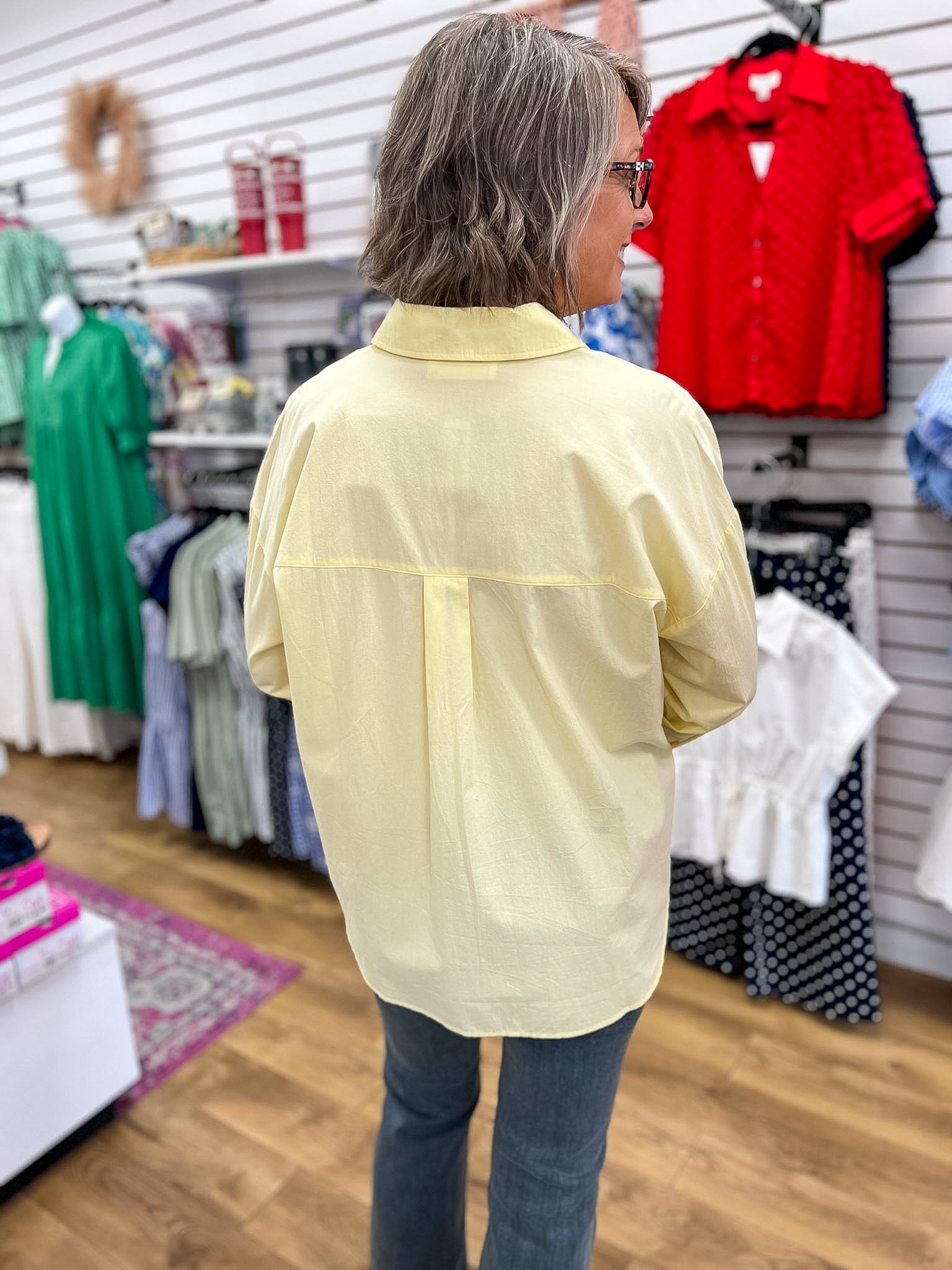 Pale Yellow Long Sleeve Button Up Poplin Shirt - A'Bekah's Boutique
