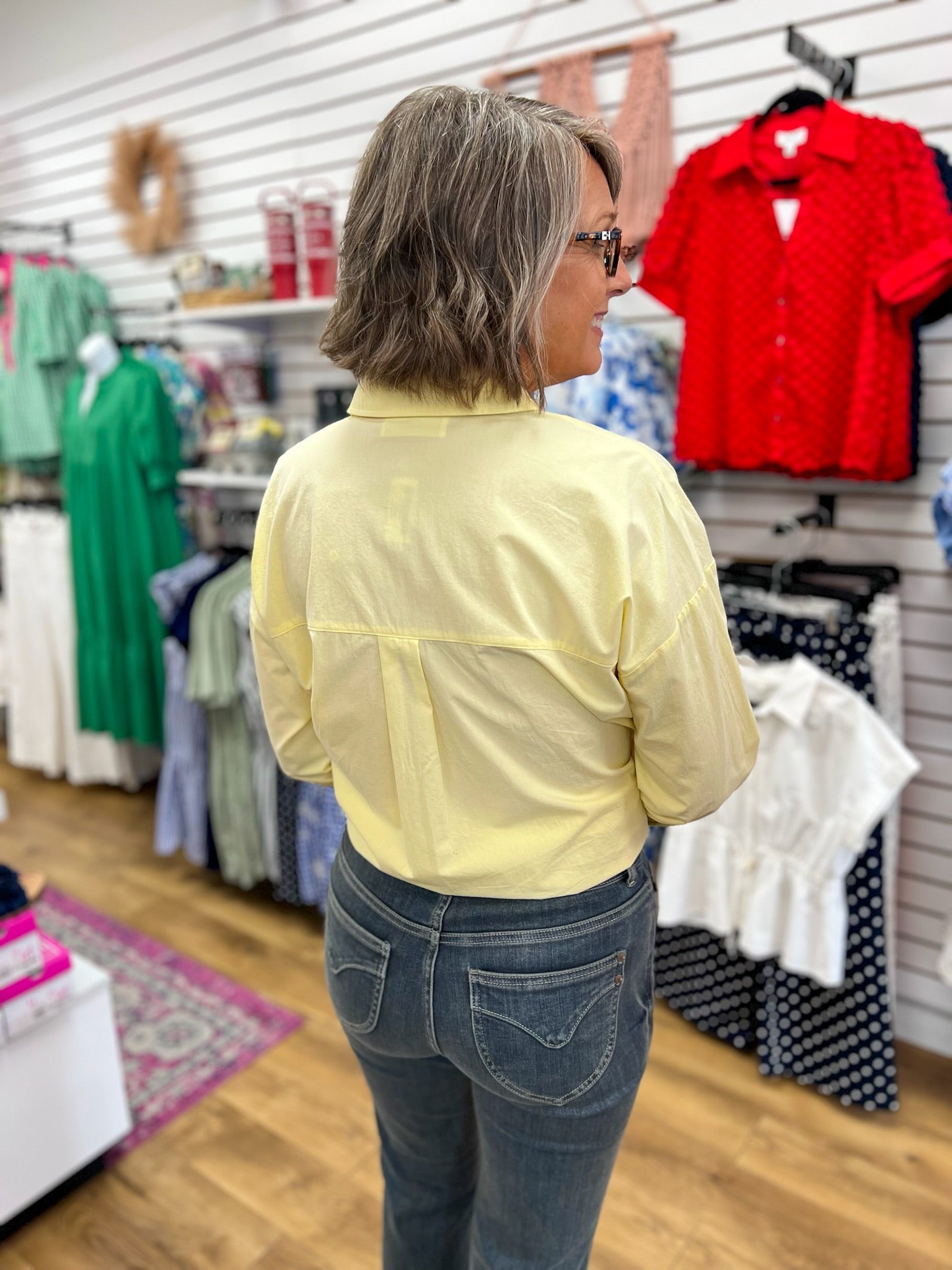 Pale Yellow Long Sleeve Button Up Poplin Shirt - A'Bekah's Boutique