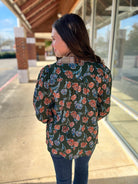 Palm Green Bloom Cluster Print V - Neck Top - A'Bekah's Boutique
