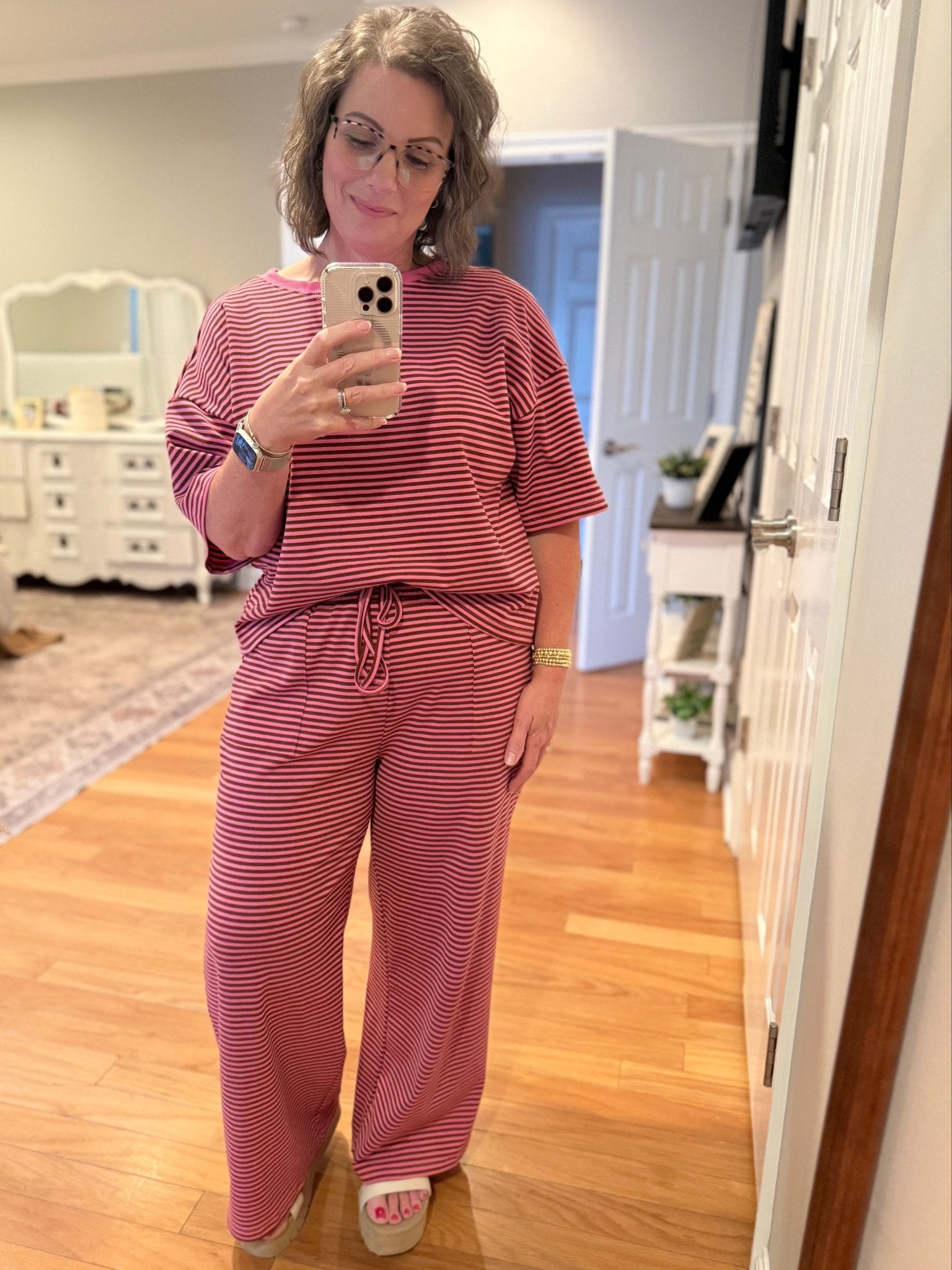 Pink and Brown Striped Pant Set - A'Bekah's Boutique
