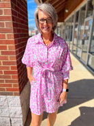 Pink Animal Print Dress with Balloon Sleeves - A'Bekah's Boutique