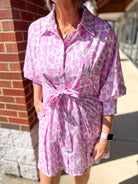Pink Animal Print Dress with Balloon Sleeves - A'Bekah's Boutique