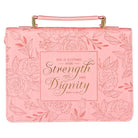 Pink Floral Strength and Dignity Proverbs 31:25 Bible Cover - A'Bekah's Boutique