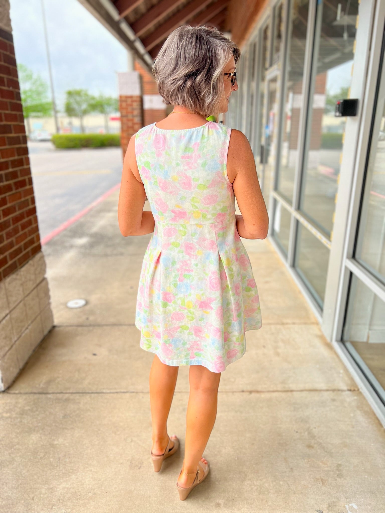 Pink Floral Zip Front Sleeveless Dress with Pockets - A'Bekah's Boutique