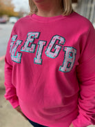 Pink Sleigh Patch Christmas Pullover (C) - A'Bekah's Boutique