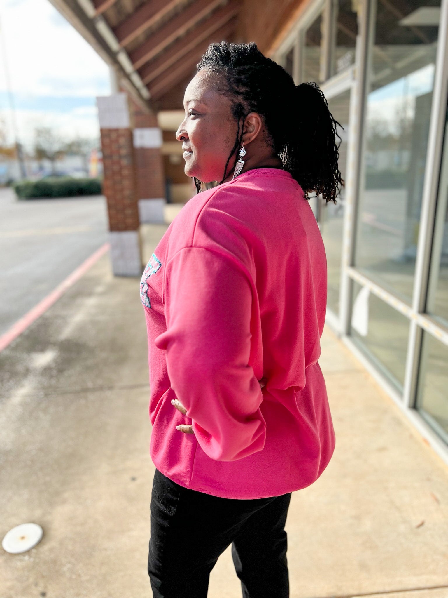 Pink Sleigh Patch Christmas Pullover (C) - A'Bekah's Boutique