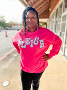 Pink Sleigh Patch Christmas Pullover (C) - A'Bekah's Boutique