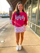 Pink Sleigh Patch Christmas Pullover (R) - A'Bekah's Boutique