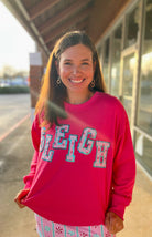 Pink Sleigh Patch Christmas Pullover (R) - A'Bekah's Boutique