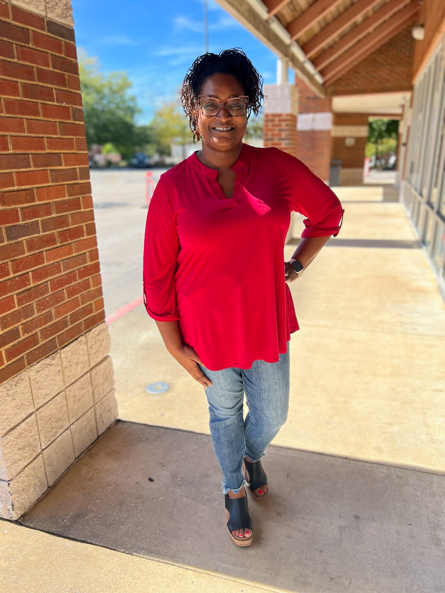 PLUS SIZE Travel Friendly 3/4 Sleeve Lizzy Blouse - A'Bekah's Boutique