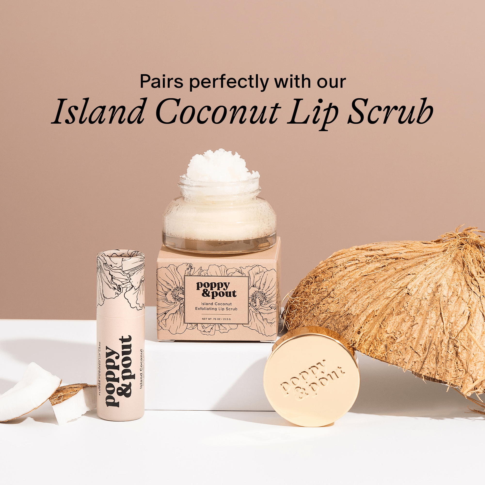 Poppy & Pout Lip Balm, Island Coconut - A'Bekah's Boutique