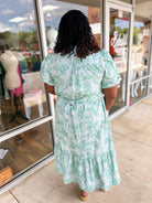 Pure Love Green Striped Embroidered Midi Dress (C) - A'Bekah's Boutique