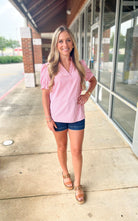 Ready For Love Pink Striped V - Neck Top - A'Bekah's Boutique